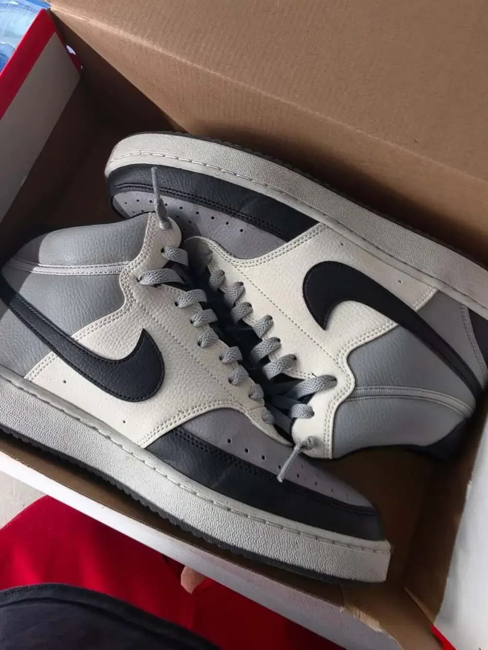 Nike Court Vision Mid NN Size 10 Lt Smoke Grey Black Sail